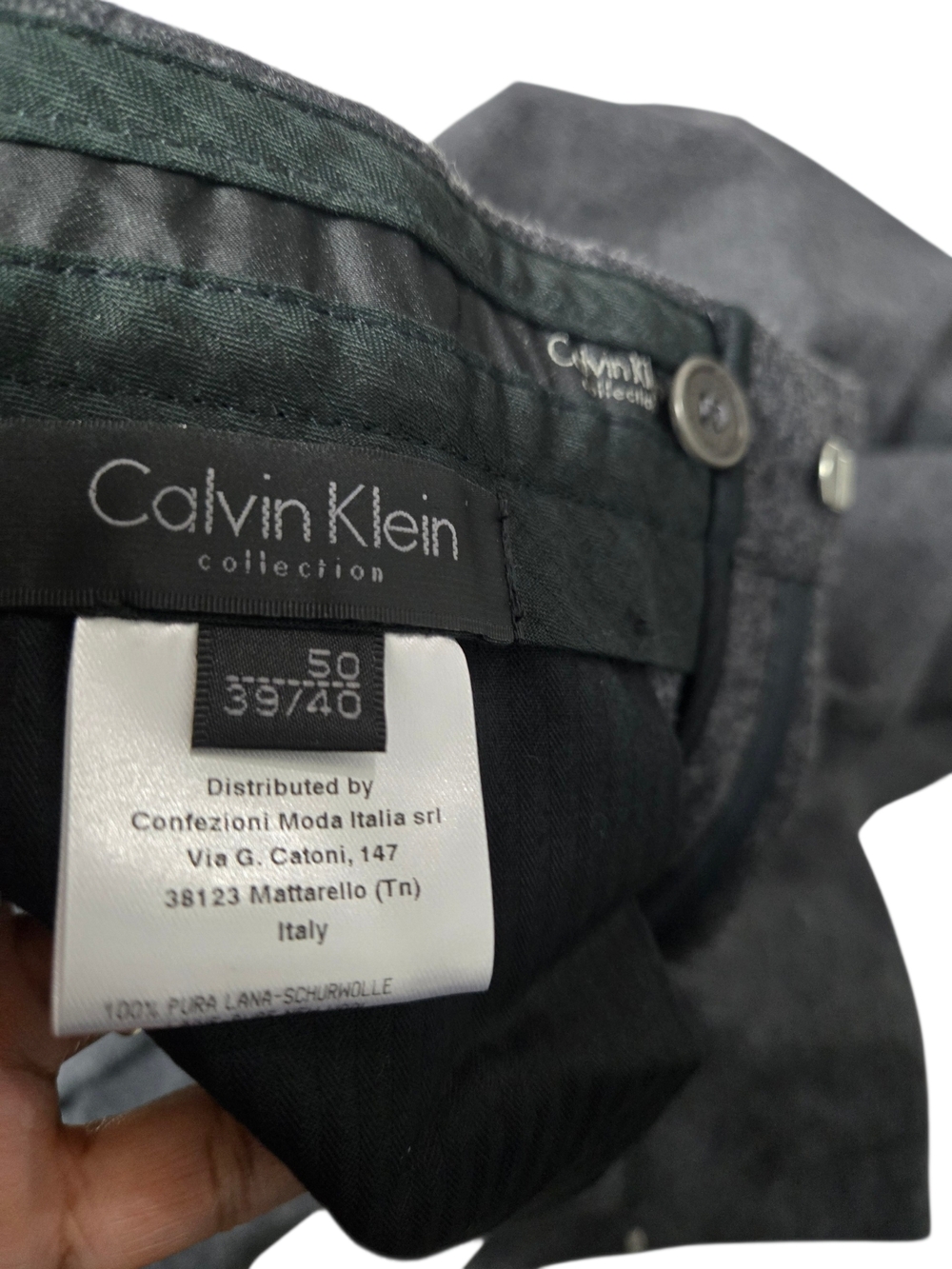 Calvin Klein Charcoal Melange Wool Suit Made in Italy Unfinished Hem 2 Piece 40R - Picture 11 of 15